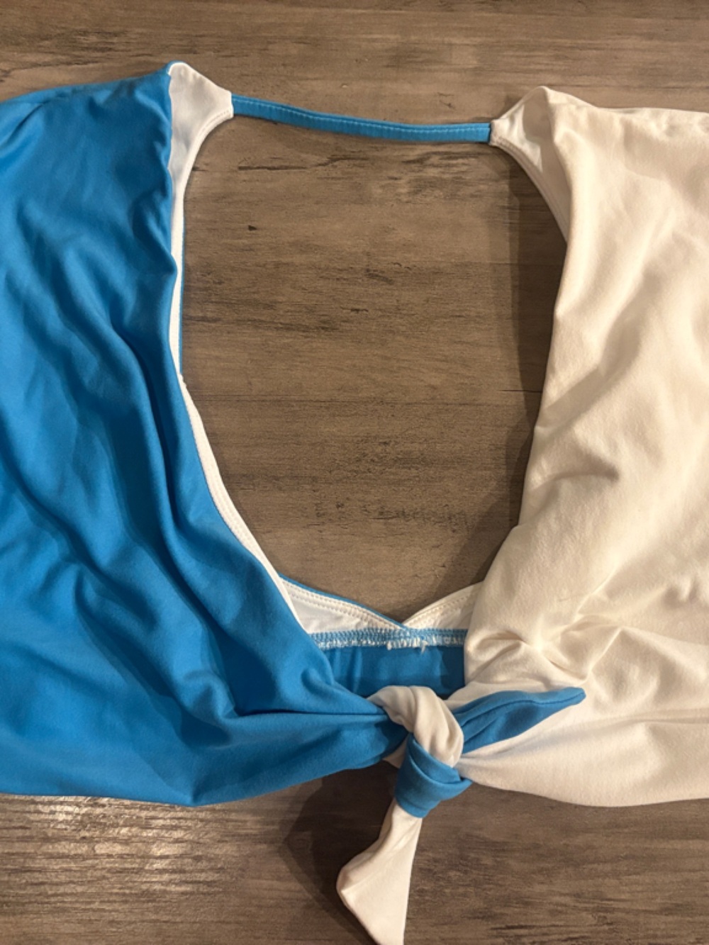 Blue and White Tie-Front Sports Bra - Women’s Supportive Activewear